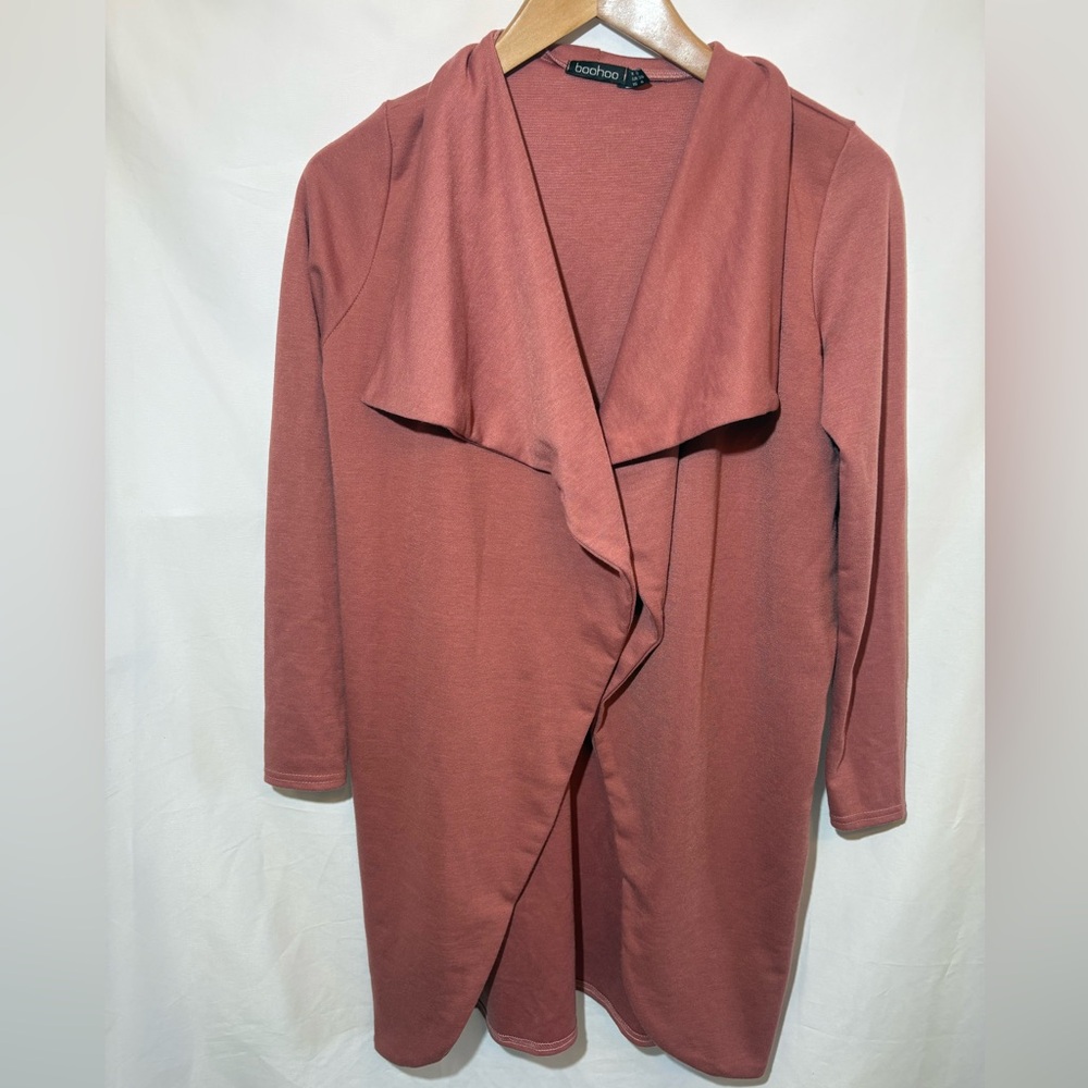 Boohoo Women Size 4 Terracotta Knit Cardigan, Fall Outfit, Casual Cardigan,